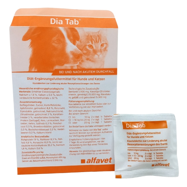 Alfavet Dia Tab 6 Kautabletten Durchfall Verdauung Hund Katze DiaTab